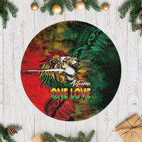 Aotearoa One Love Tree Skirt Reggae Lion with Kakahu Huruhuru LT03 Casual Black - Polynesian Pride