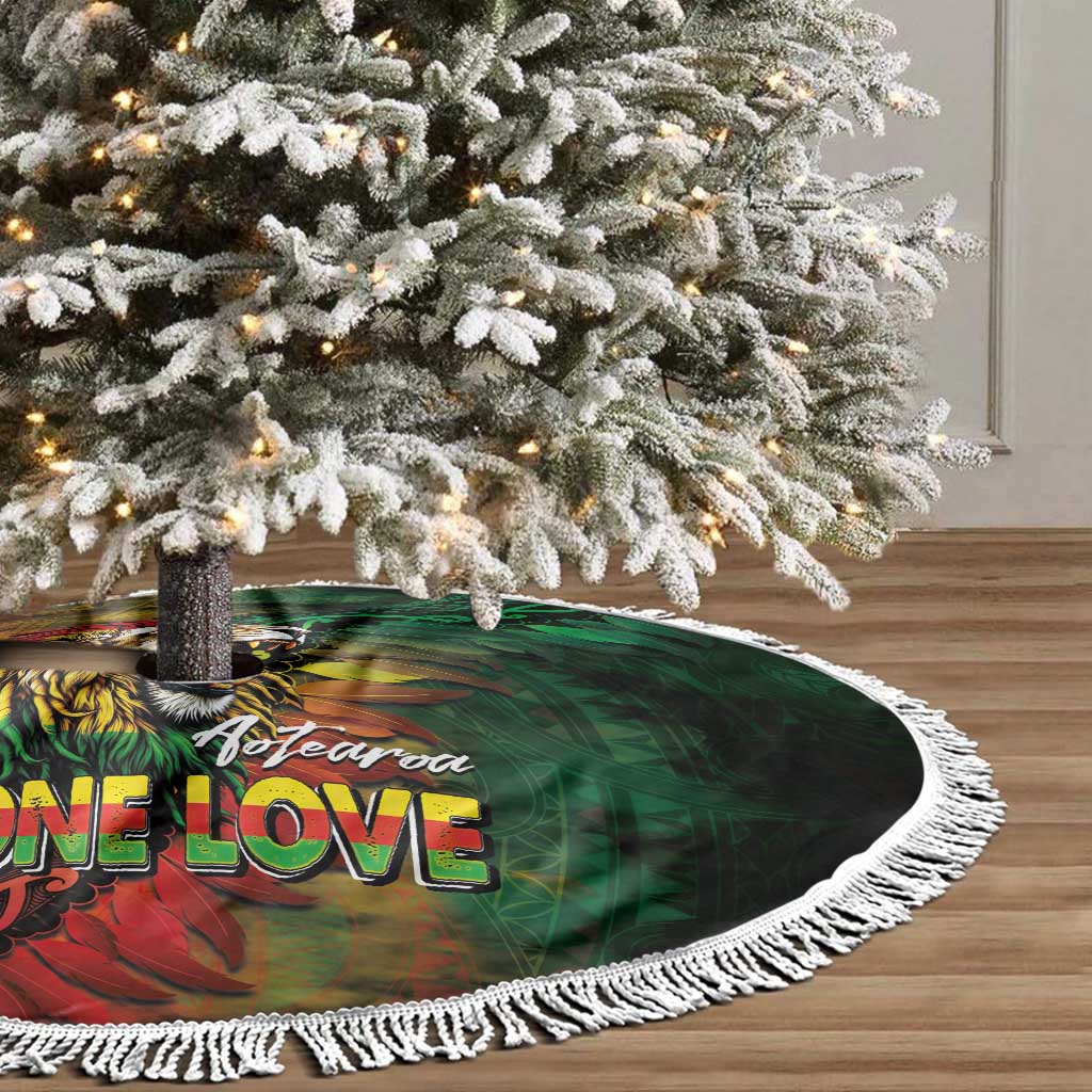 Aotearoa One Love Tree Skirt Reggae Lion with Kakahu Huruhuru LT03 - Polynesian Pride