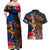 Hawaii and Samoa Together Couples Matching Off Shoulder Maxi Dress and Hawaiian Shirt Samoan Warrior and Beauty Hula Girl