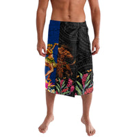 Hawaii and Samoa Together Lavalava Samoan Warrior and Beauty Hula Girl LT03 Black - Polynesian Pride