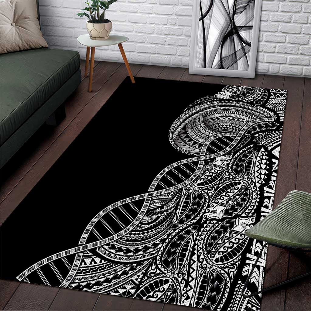 Samoan DNA Art Tattoo Area Rug Polynesian Pattern Black Color LT03 Black - Polynesian Pride