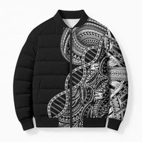 Samoan DNA Art Tattoo Bomber Puffer Jacket Polynesian Pattern Black Color LT03 Unisex Black - Polynesian Pride