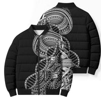 Samoan DNA Art Tattoo Bomber Puffer Jacket Polynesian Pattern Black Color LT03 - Polynesian Pride