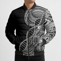 Samoan DNA Art Tattoo Bomber Puffer Jacket Polynesian Pattern Black Color LT03 - Polynesian Pride