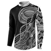 Samoan DNA Art Tattoo Button Sweatshirt Polynesian Pattern Black Color LT03 - Polynesian Pride