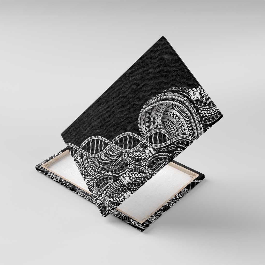 Samoan DNA Art Tattoo Canvas Wall Art Polynesian Pattern Black Color LT03 With Frame Black - Polynesian Pride