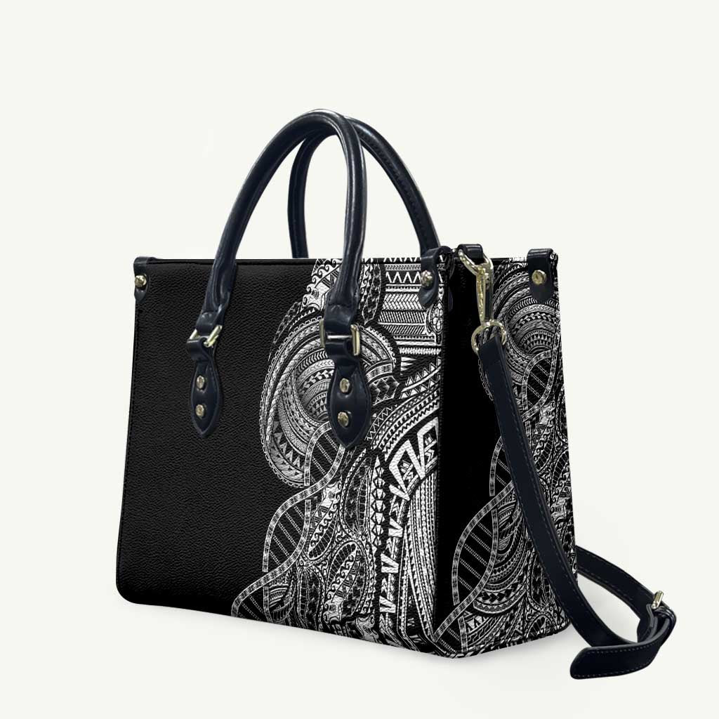 Samoan DNA Art Tattoo Leather Bag Polynesian Pattern Black Color LT03 Black - Polynesian Pride