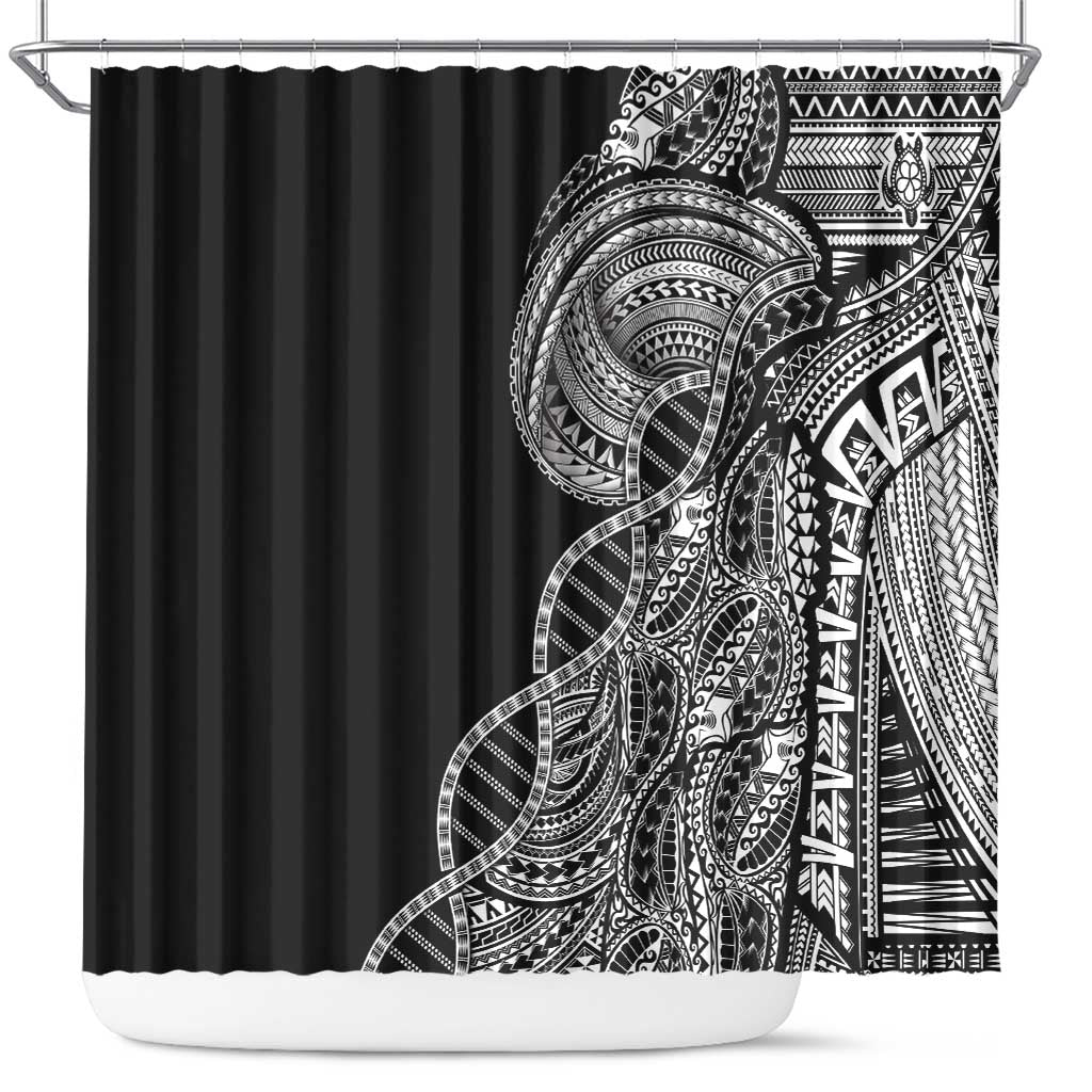 Samoan DNA Art Tattoo Shower Curtain Polynesian Pattern Black Color LT03 Black - Polynesian Pride