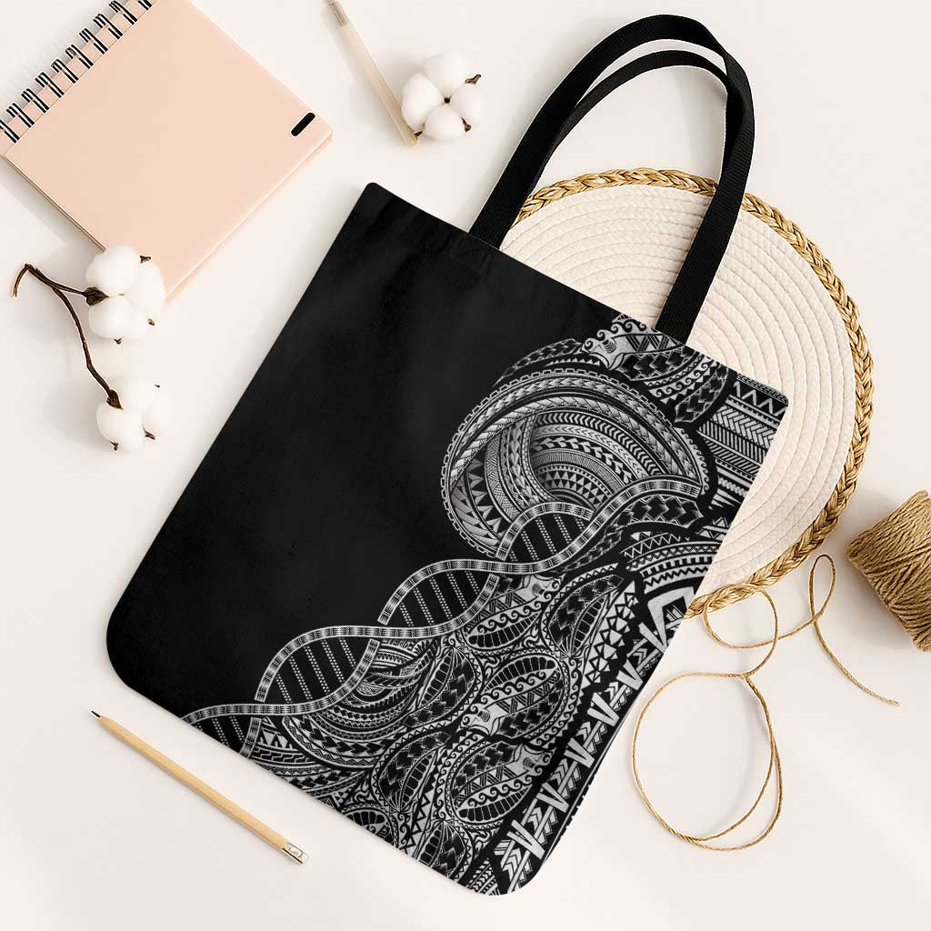 Samoan DNA Art Tattoo Tote Bag Polynesian Pattern Black Color LT03 Black Strap One Size Black - Polynesian Pride
