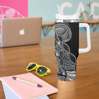 Samoan DNA Art Tattoo Tumbler With Handle Polynesian Pattern Black Color LT03 - Polynesian Pride