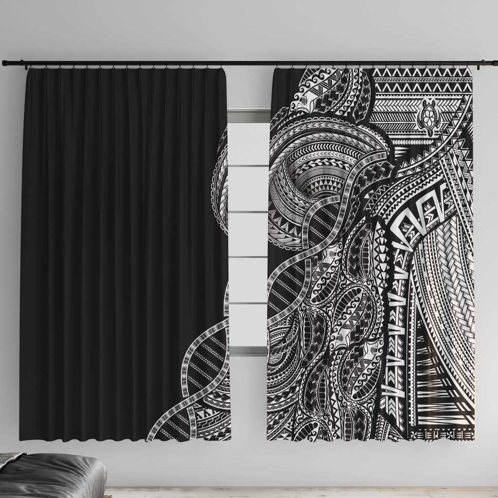 Samoan DNA Art Tattoo Window Curtain Polynesian Pattern Black Color LT03 With Hooks Black - Polynesian Pride