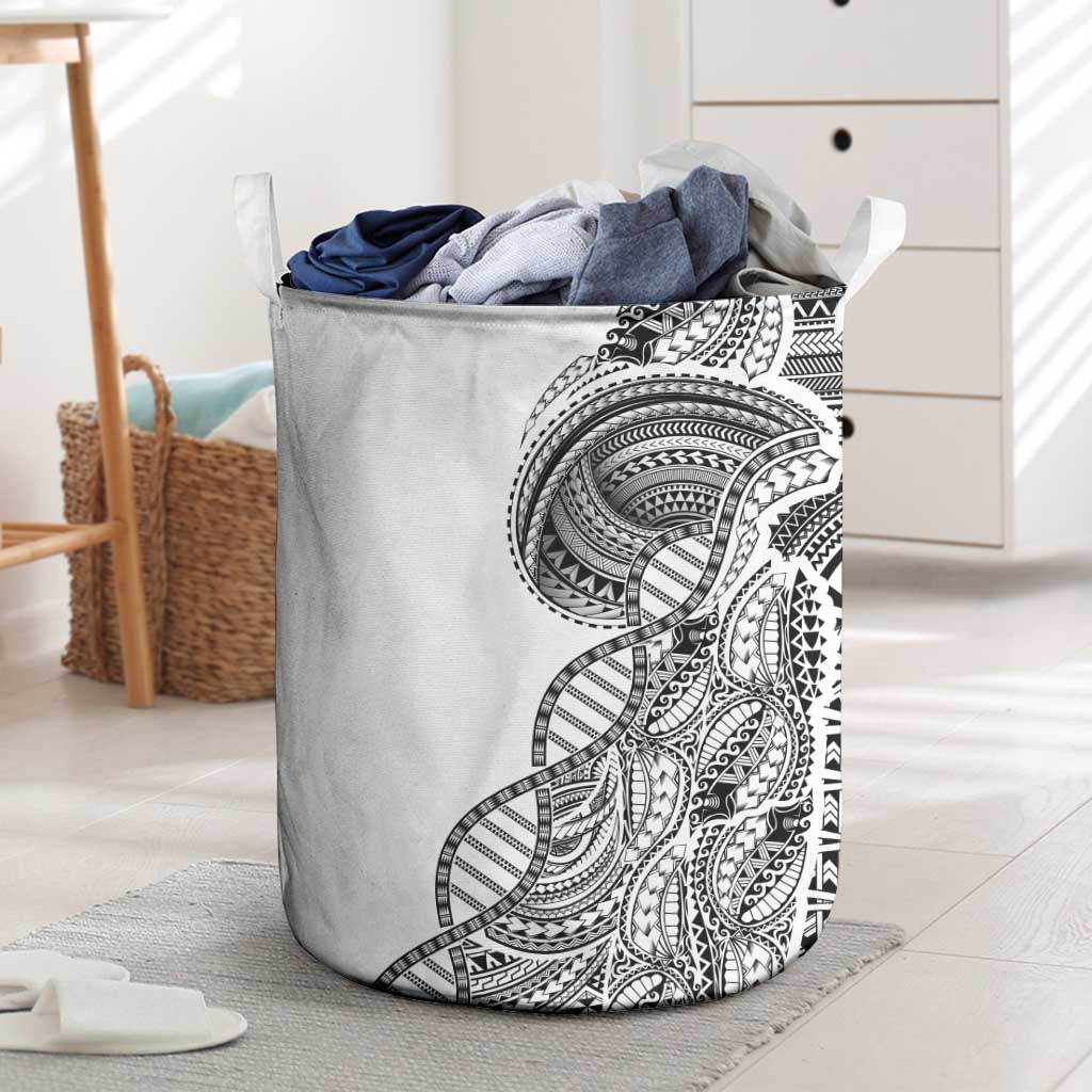 Samoan DNA Art Tattoo Laundry Basket Polynesian Pattern White Color LT03 White - Polynesian Pride