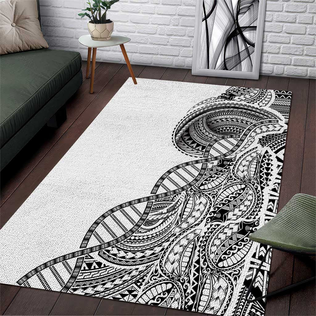 Samoan DNA Art Tattoo Area Rug Polynesian Pattern White Color LT03 White - Polynesian Pride