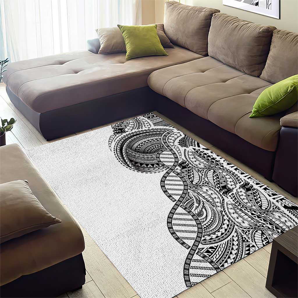Samoan DNA Art Tattoo Area Rug Polynesian Pattern White Color LT03 - Polynesian Pride