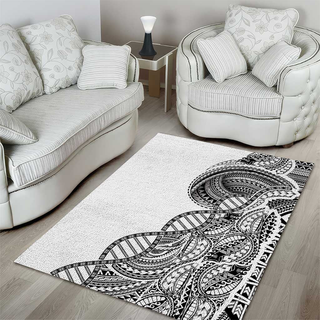 Samoan DNA Art Tattoo Area Rug Polynesian Pattern White Color LT03 - Polynesian Pride