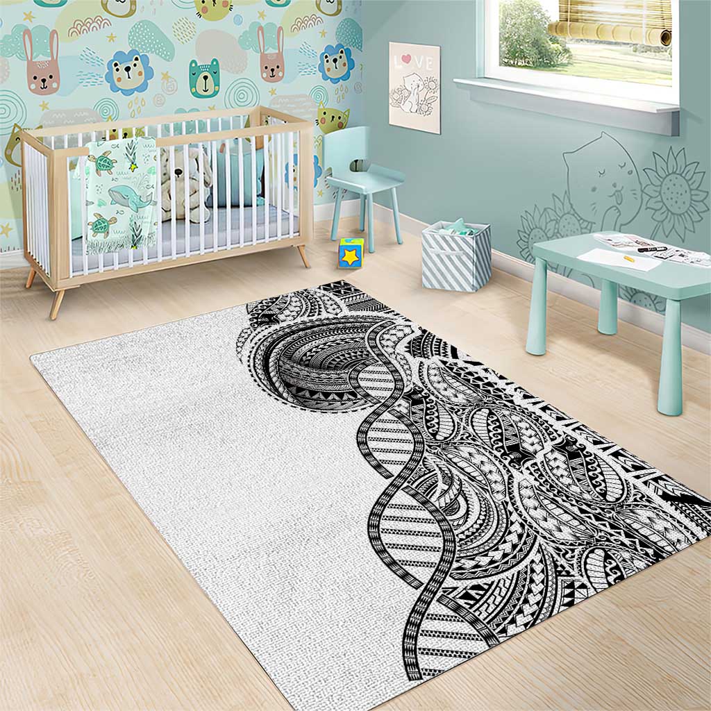 Samoan DNA Art Tattoo Area Rug Polynesian Pattern White Color LT03 - Polynesian Pride
