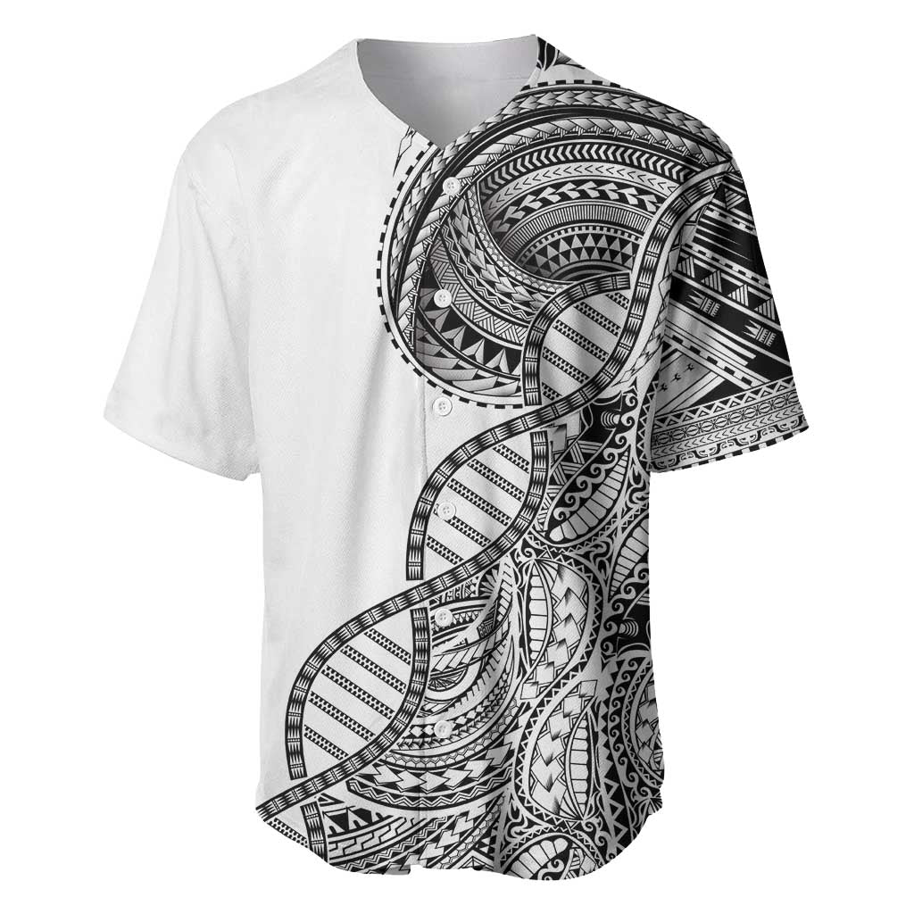 Samoan DNA Art Tattoo Baseball Jersey Polynesian Pattern White Color LT03 White - Polynesian Pride