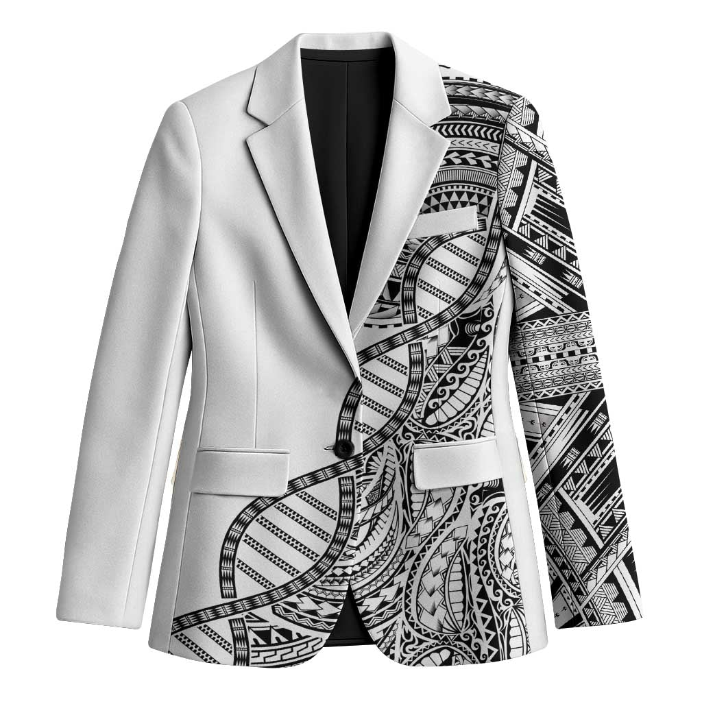 Samoan DNA Art Tattoo Blazer Polynesian Pattern White Color LT03 Unisex White - Polynesian Pride