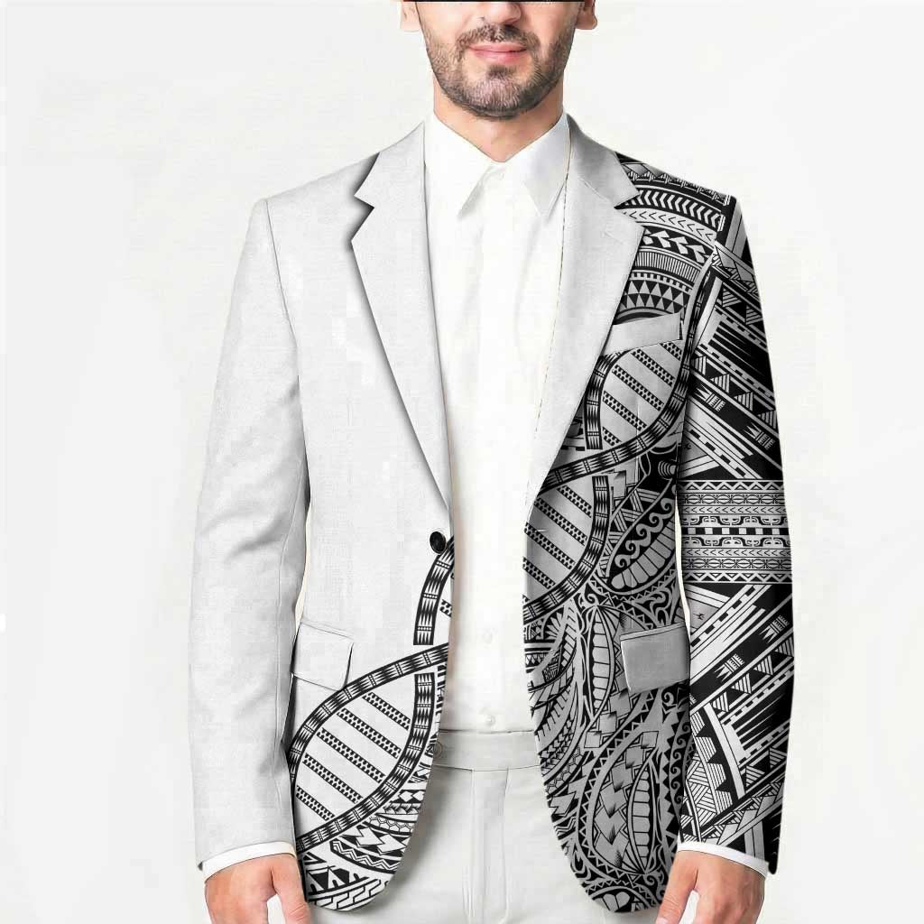 Samoan DNA Art Tattoo Blazer Polynesian Pattern White Color LT03 - Polynesian Pride