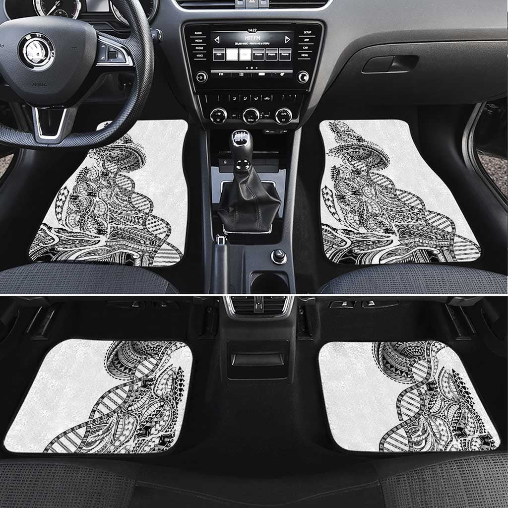 Samoan DNA Art Tattoo Car Mats Polynesian Pattern White Color LT03 Set 4pcs White - Polynesian Pride