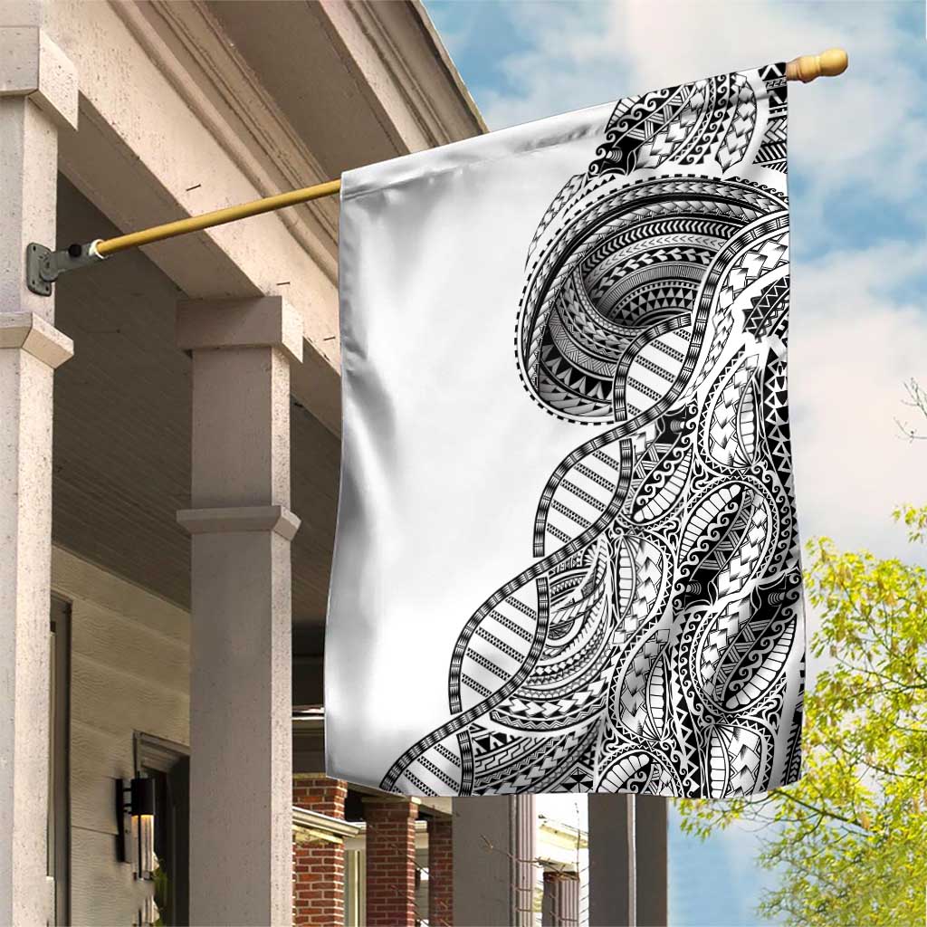 Samoan DNA Art Tattoo Garden Flag Polynesian Pattern White Color LT03 House Flag White - Polynesian Pride