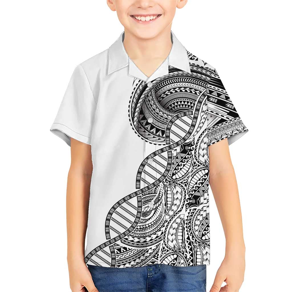 Samoan DNA Art Tattoo Kid Hawaiian Shirt Polynesian Pattern White Color LT03 Kid White - Polynesian Pride