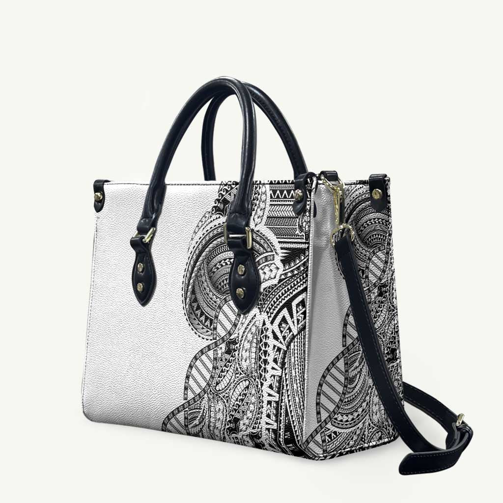 Samoan DNA Art Tattoo Leather Bag Polynesian Pattern White Color LT03 White - Polynesian Pride