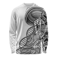 Samoan DNA Art Tattoo Long Sleeve Shirt Polynesian Pattern White Color LT03 Unisex White - Polynesian Pride
