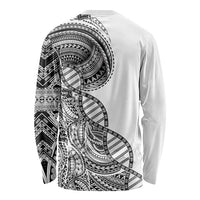 Samoan DNA Art Tattoo Long Sleeve Shirt Polynesian Pattern White Color LT03 - Polynesian Pride