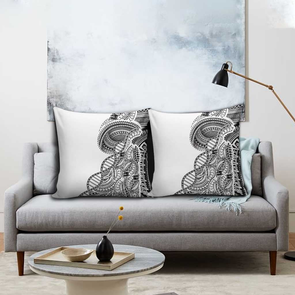 Samoan DNA Art Tattoo Pillow Cover Polynesian Pattern White Color LT03 - Polynesian Pride