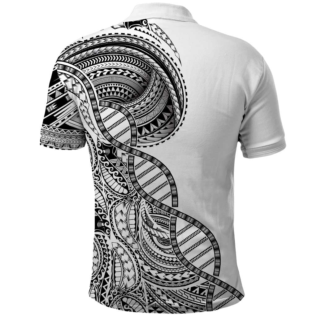 Samoan DNA Art Tattoo Polo Shirt Polynesian Pattern White Color LT03 - Polynesian Pride