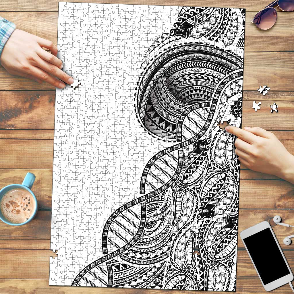 Samoan DNA Art Tattoo Puzzle Polynesian Pattern White Color LT03 White - Polynesian Pride
