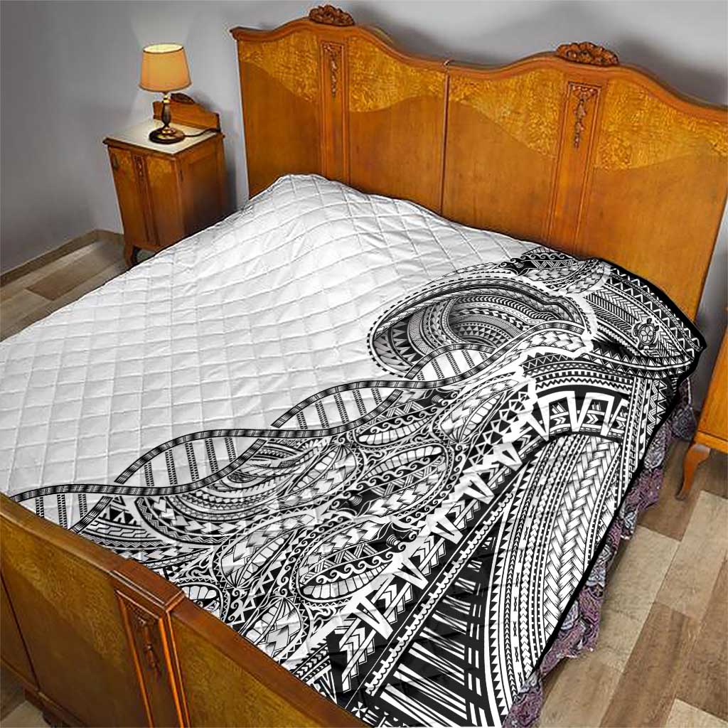 Samoan DNA Art Tattoo Quilt Polynesian Pattern White Color LT03 - Polynesian Pride