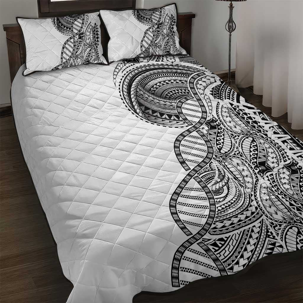 Samoan DNA Art Tattoo Quilt Bed Set Polynesian Pattern White Color LT03 White - Polynesian Pride