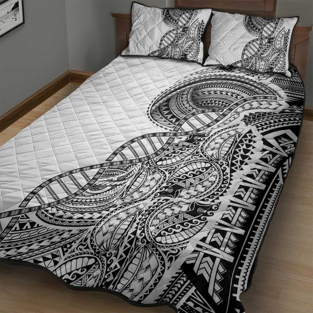Samoan DNA Art Tattoo Quilt Bed Set Polynesian Pattern White Color LT03 - Polynesian Pride