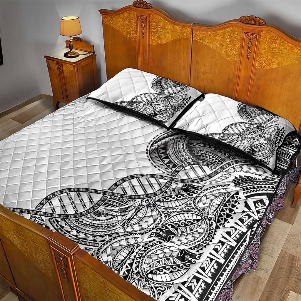 Samoan DNA Art Tattoo Quilt Bed Set Polynesian Pattern White Color LT03 - Polynesian Pride