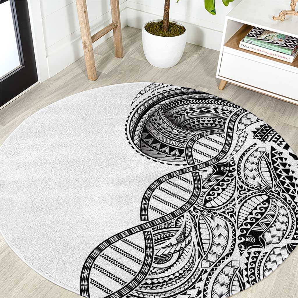 Samoan DNA Art Tattoo Round Carpet Polynesian Pattern White Color LT03 White - Polynesian Pride