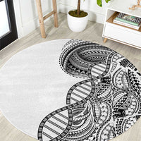 Samoan DNA Art Tattoo Round Carpet Polynesian Pattern White Color LT03 White - Polynesian Pride