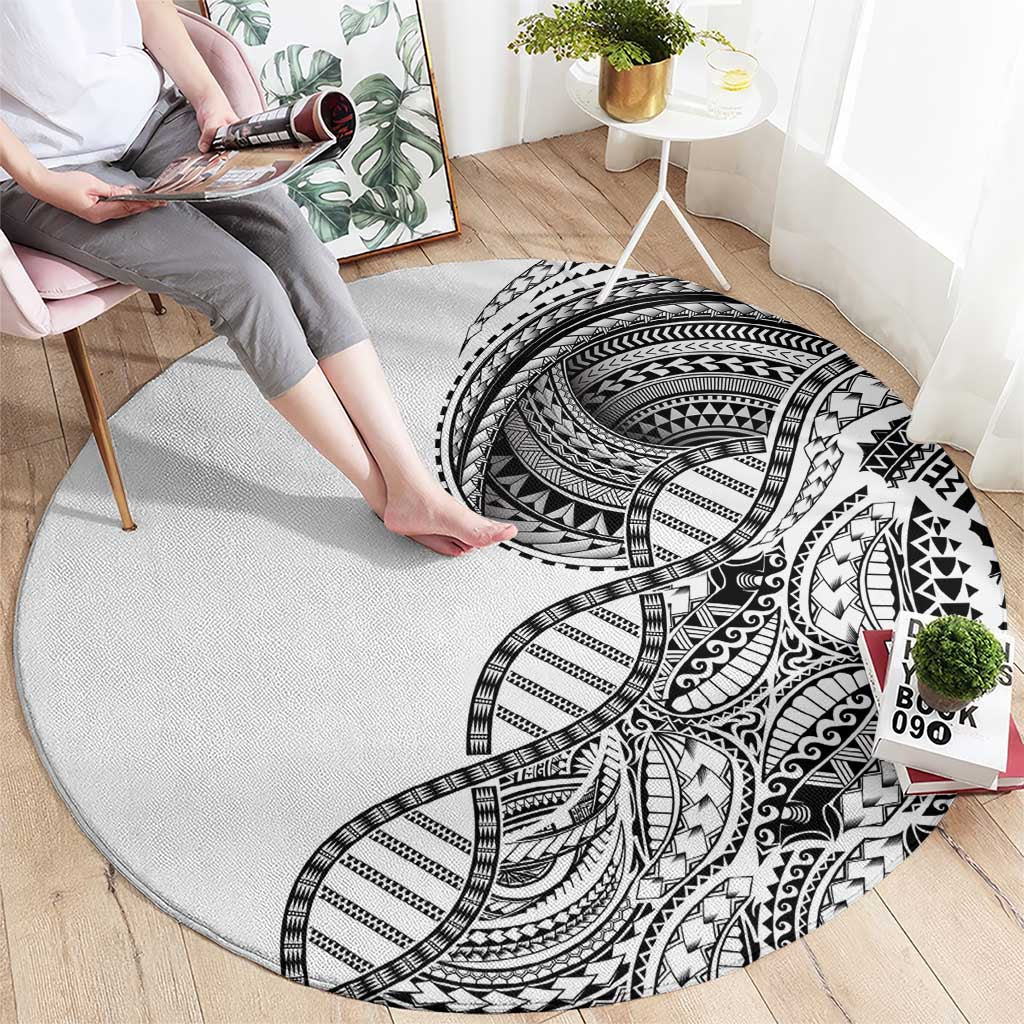 Samoan DNA Art Tattoo Round Carpet Polynesian Pattern White Color LT03 - Polynesian Pride
