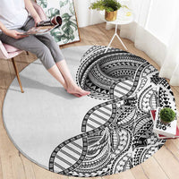 Samoan DNA Art Tattoo Round Carpet Polynesian Pattern White Color LT03 - Polynesian Pride