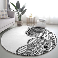 Samoan DNA Art Tattoo Round Carpet Polynesian Pattern White Color LT03 - Polynesian Pride
