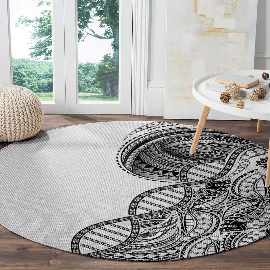 Samoan DNA Art Tattoo Round Carpet Polynesian Pattern White Color LT03 - Polynesian Pride