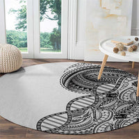 Samoan DNA Art Tattoo Round Carpet Polynesian Pattern White Color LT03 - Polynesian Pride