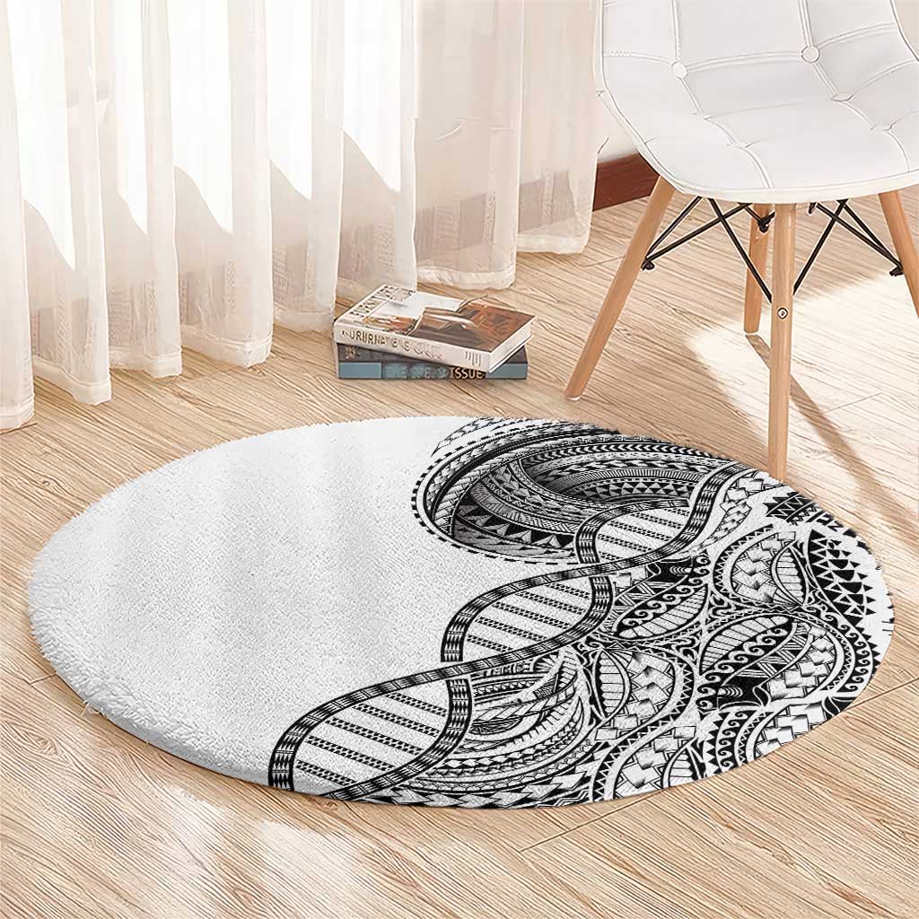 Samoan DNA Art Tattoo Round Carpet Polynesian Pattern White Color LT03 - Polynesian Pride