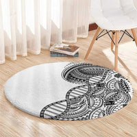 Samoan DNA Art Tattoo Round Carpet Polynesian Pattern White Color LT03 - Polynesian Pride