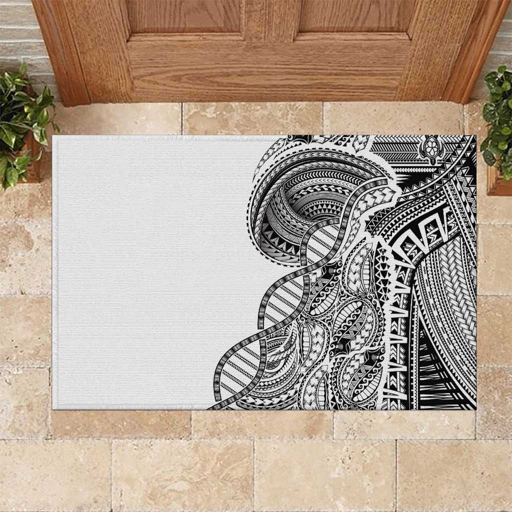 Samoan DNA Art Tattoo Rubber Doormat Polynesian Pattern White Color LT03 White - Polynesian Pride
