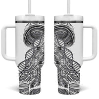 Samoan DNA Art Tattoo Tumbler With Handle Polynesian Pattern White Color LT03 One Size: 40 oz White - Polynesian Pride