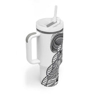 Samoan DNA Art Tattoo Tumbler With Handle Polynesian Pattern White Color LT03 - Polynesian Pride