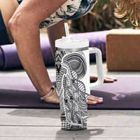 Samoan DNA Art Tattoo Tumbler With Handle Polynesian Pattern White Color LT03 - Polynesian Pride