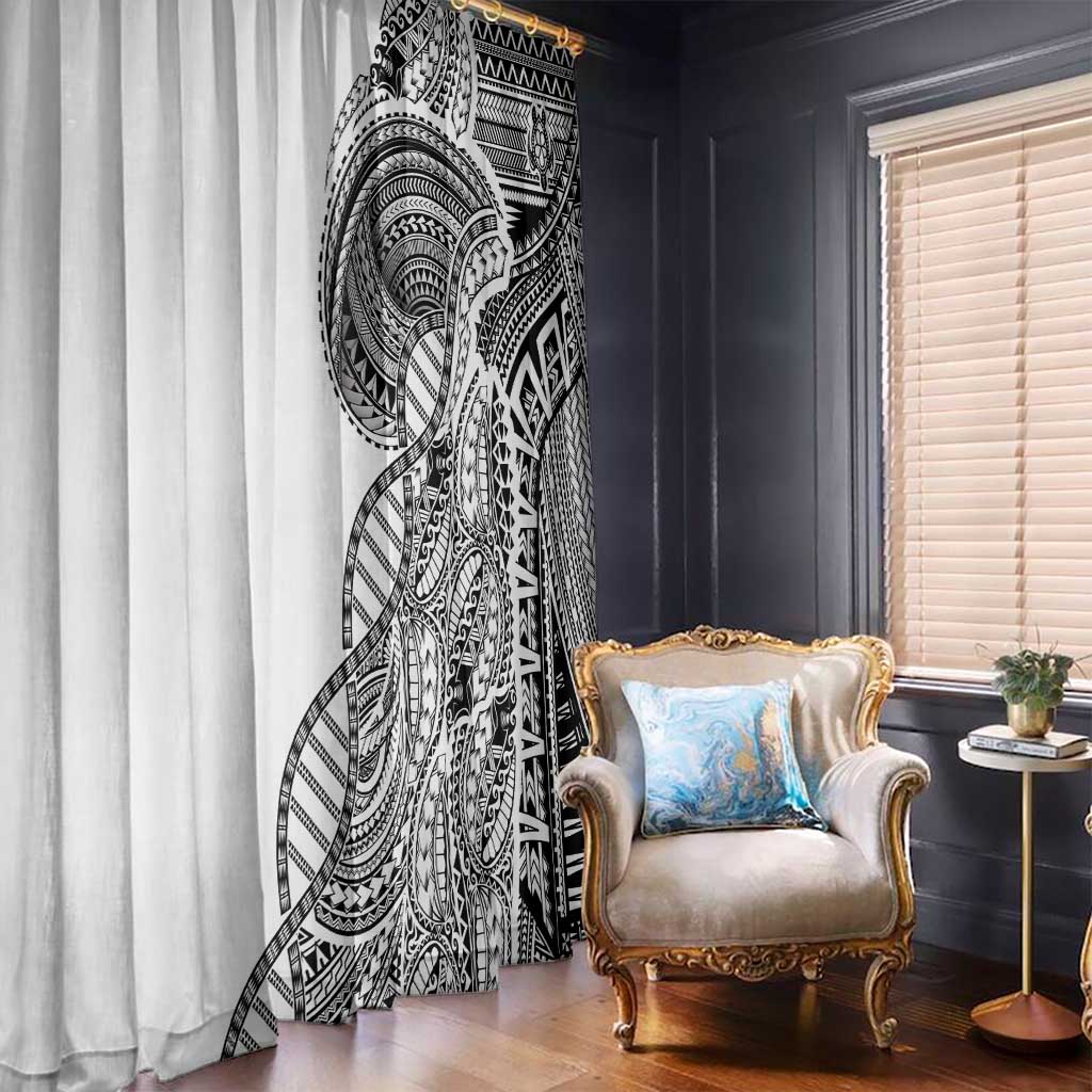 Samoan DNA Art Tattoo Window Curtain Polynesian Pattern White Color LT03 - Polynesian Pride